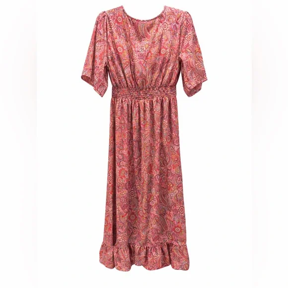 Boemo Pink Paisley Boho Maxi Dress | Size L 🌸🌸🌸 Beautiful! - Picture 3 of 10